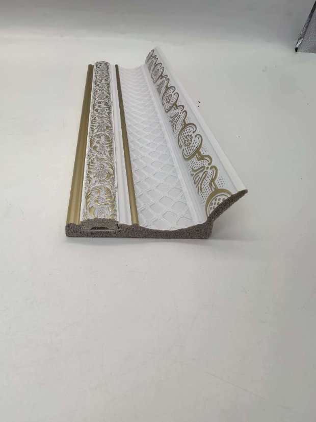 cornice PS European Gold Foil Crown Molding, Light Luxury Printed Ceiling Cornice Trim