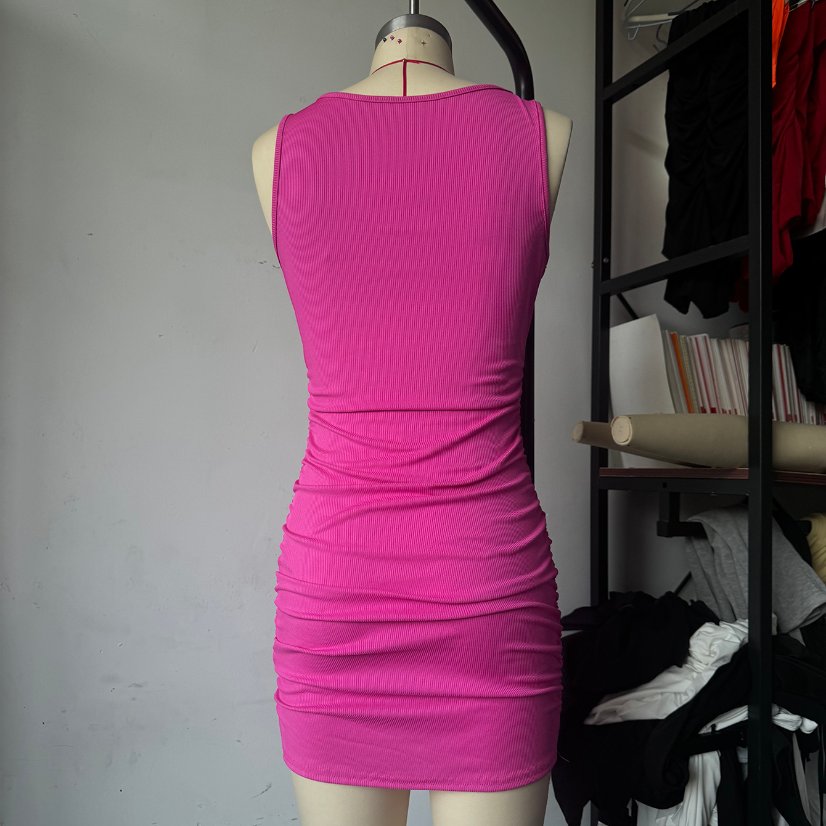 Dresses 667 Square-Neck Ribbed Bodycon Mini Dress