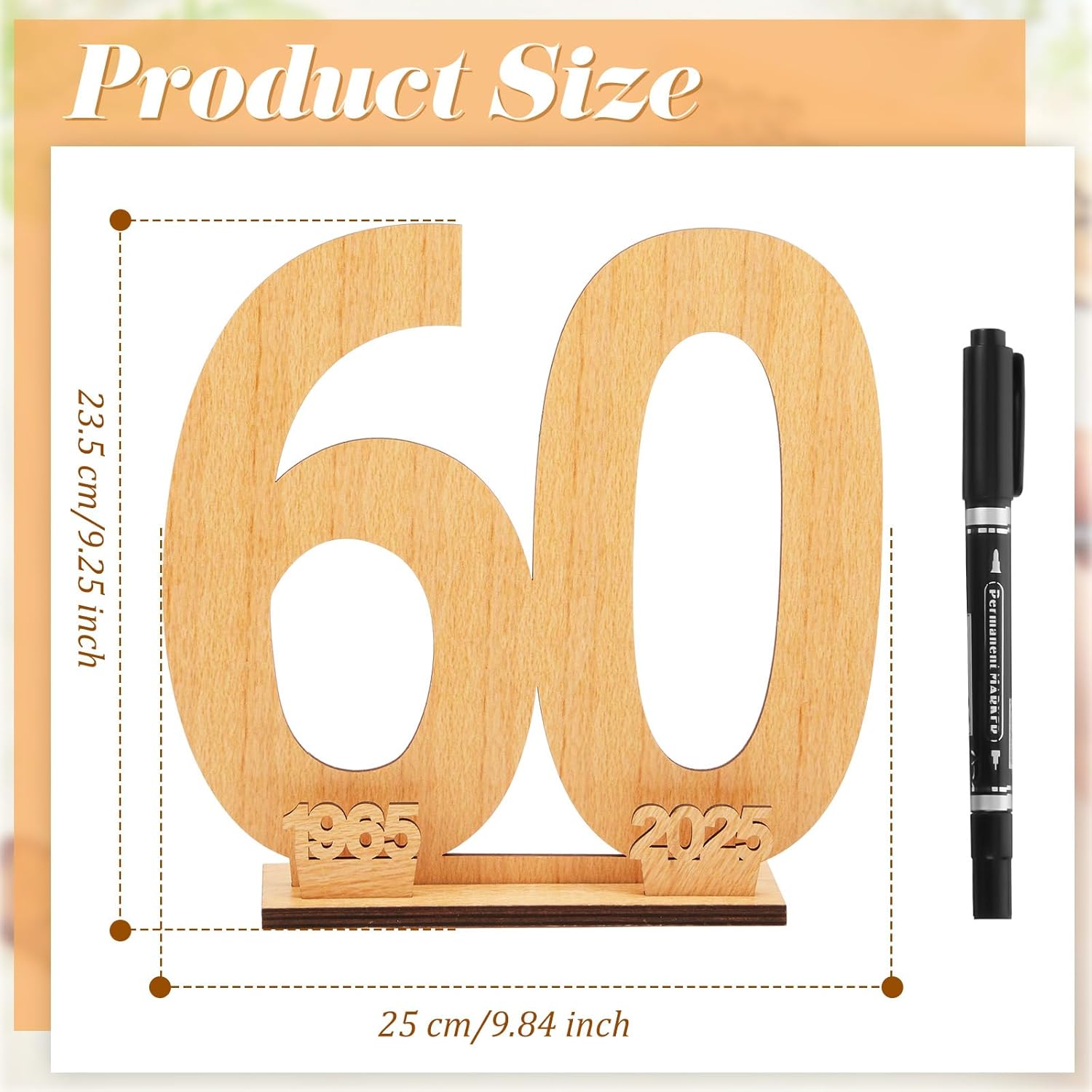 Holidays, gifts Wooden Signature Book 60th Birthday Wooden Independent Signature Number