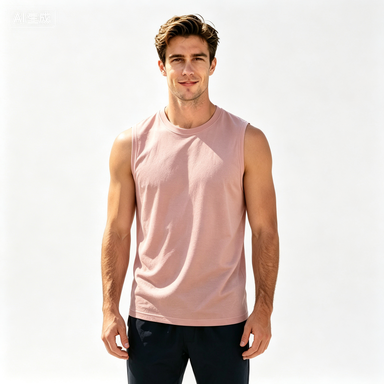Short-Sleeve T-Shirts Men's Solid Roma-Knit Sleeveless Sports Tank Top