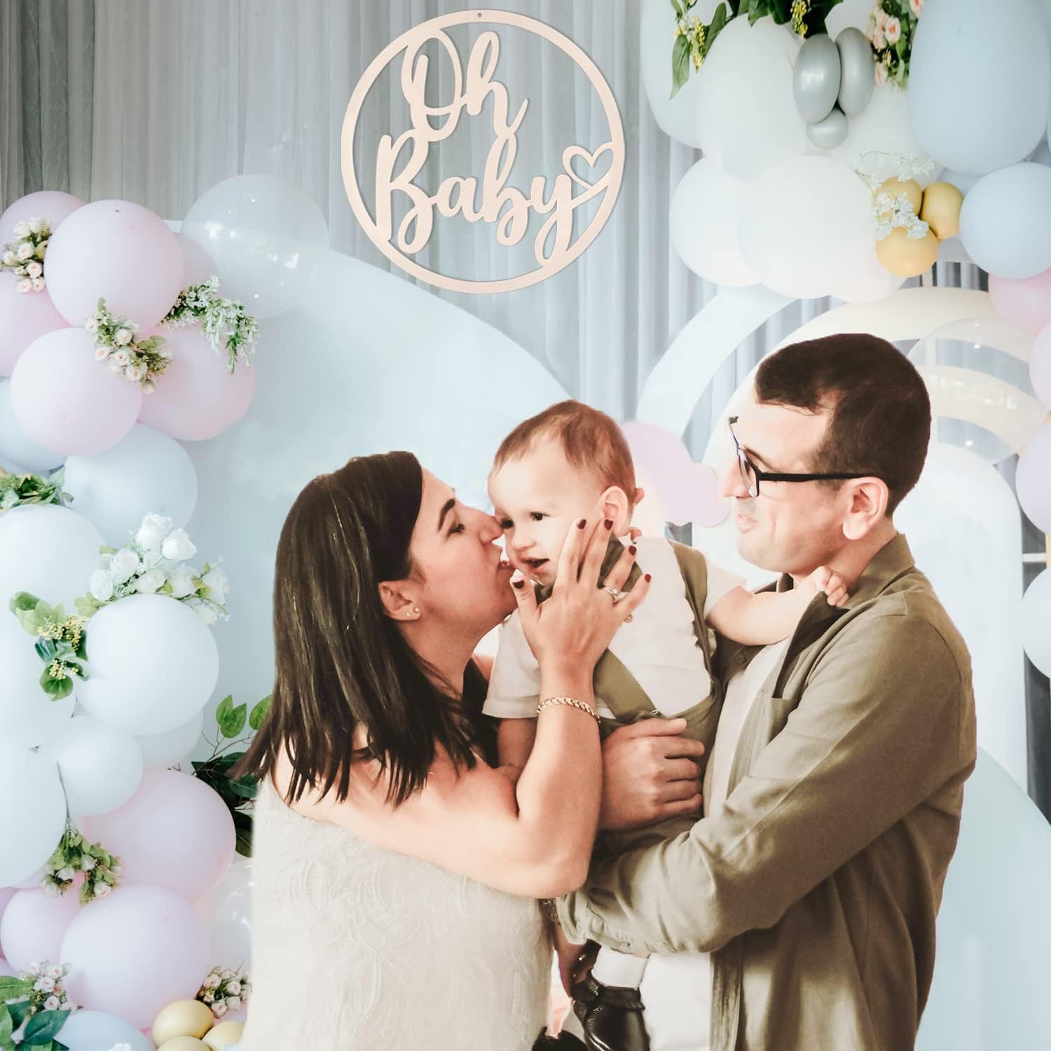 Infant Baptism Letter Hollow Wall Hanging Large Circle Baby Sign