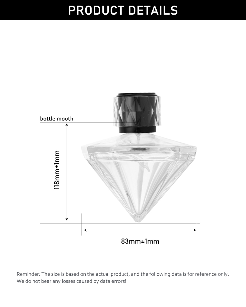 frasco de perfume 70ml Diamond Perfume Bottle – Elegant & Customizable Colors