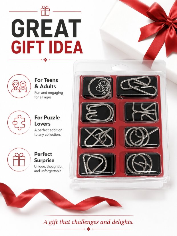 Puzzle Lock 8-Piece Set E of Intellectual Unlocking Puzzle Bubble Box