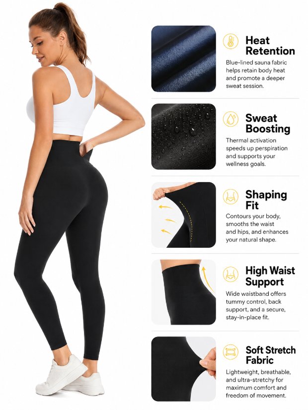 legging-shorts-capri-pant Sauna Sweat Pant for Women Sweat Waist Trainer Control Sauna Suit Workout Legging