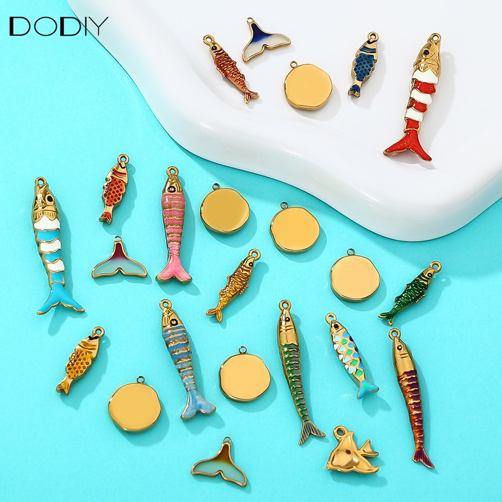 Charms DODY Nautical Ocean Enamel Charms | 316L Stainless Steel 18K PVD Gold DIY Jewelry Charms