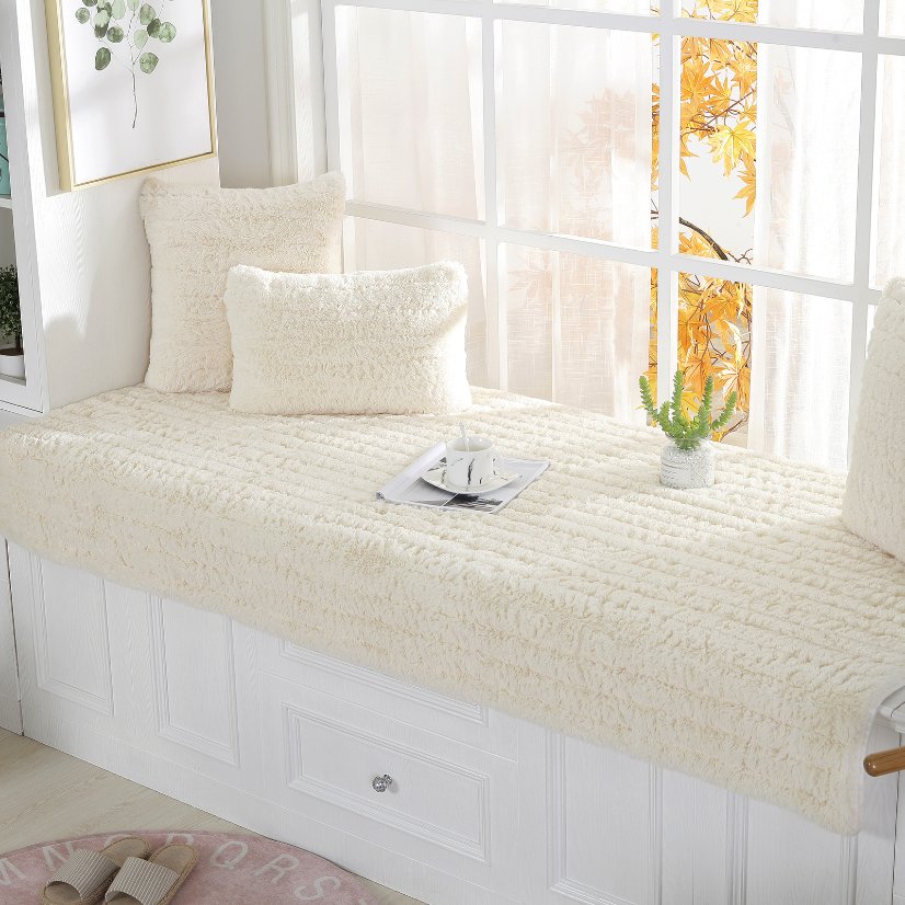 Bay window cushion Straight Stripe Long Plush Bay Window Cushion