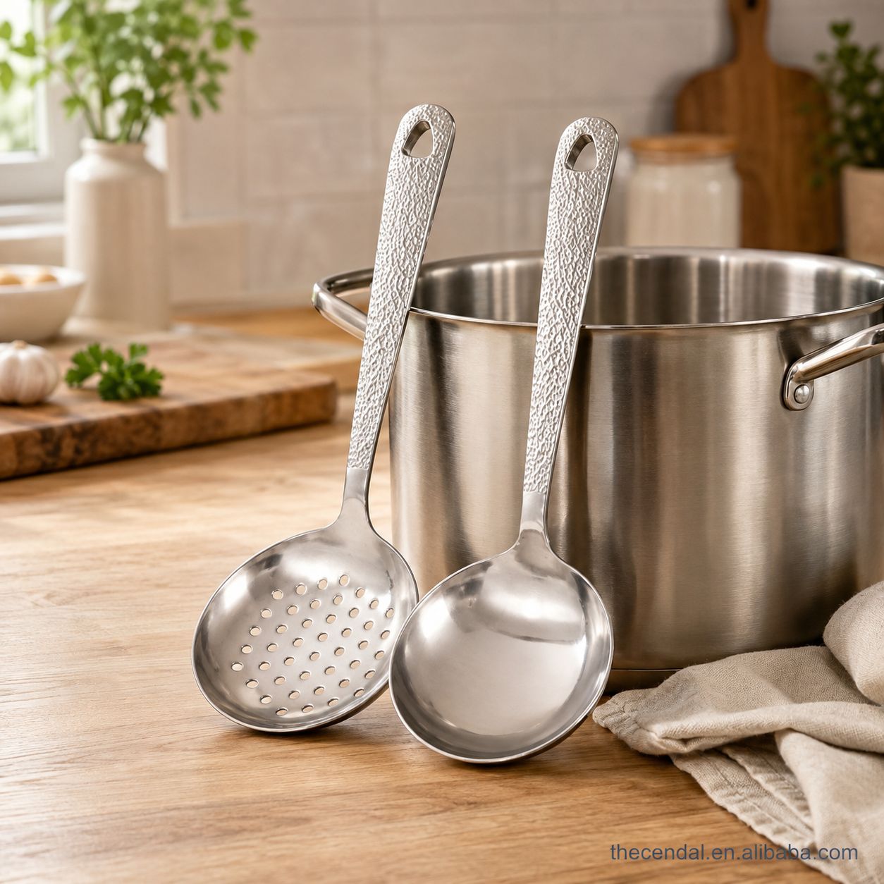 Kitchen Utensils Food-Grade 304 Stainless Steel Heart-Shaped Slotted Serving Spoon with Hanging Hole
