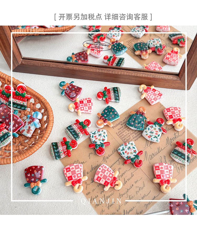 Printed bead Printed Christmas clothes hanger beads
