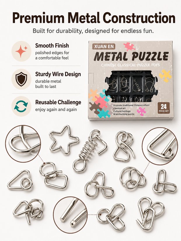 Puzzle Lock Metal Unlock Puzzle 24-in-1 Set