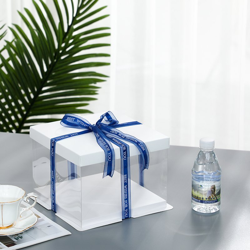 Birthday Cake Boxes Square Cake Box with White Lid and Clear Side Panels