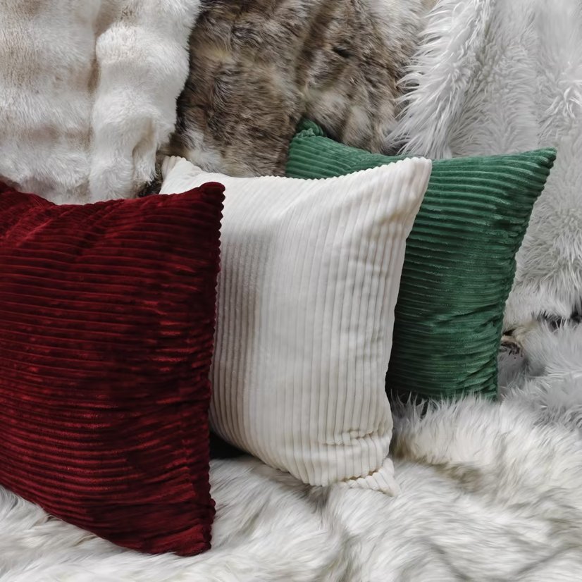 Home Textiles, Cushions & Covers Striped Flannel Cushion Cover