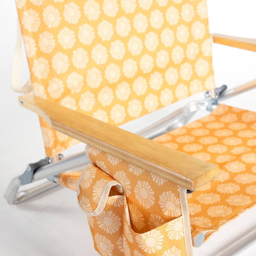 Beach Chair wooden armrest five-position adjustable strap chair