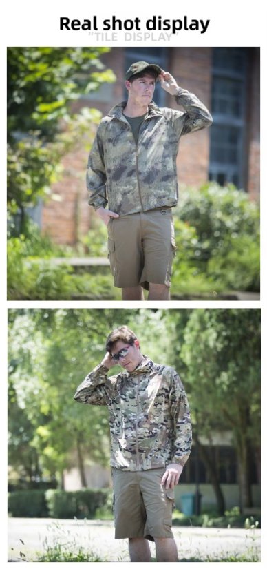 Sun-protective clothing Cycling Tactical Camo Sun Protection Pilot Jacket – Relaxed Plus-Size Hooded Summer Lightweight Outdoor Skin Suit
