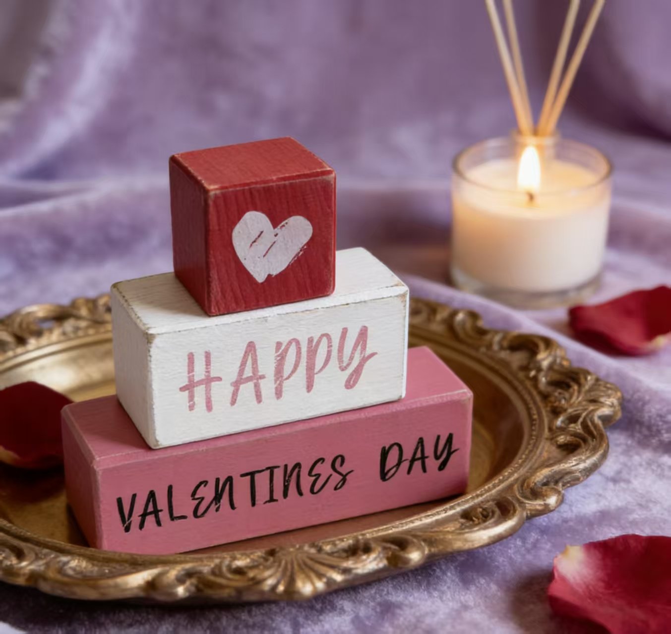 Holidays, gifts Wooden Block Ornament Valentine's Day Romantic Limited Edition