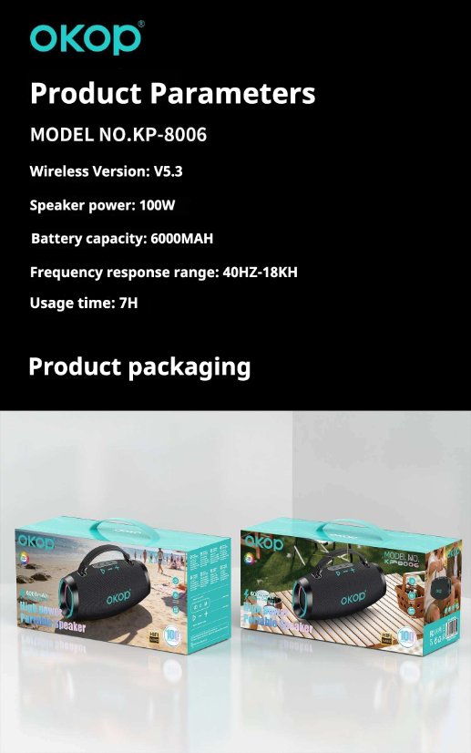 Portable Outdoor Bluetooth Speaker KP-8006 Wireless Bluetooth Speaker
