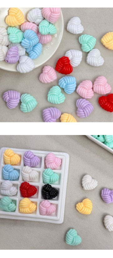 Solid Color Acrylic Beads Woolen Heart Bead
