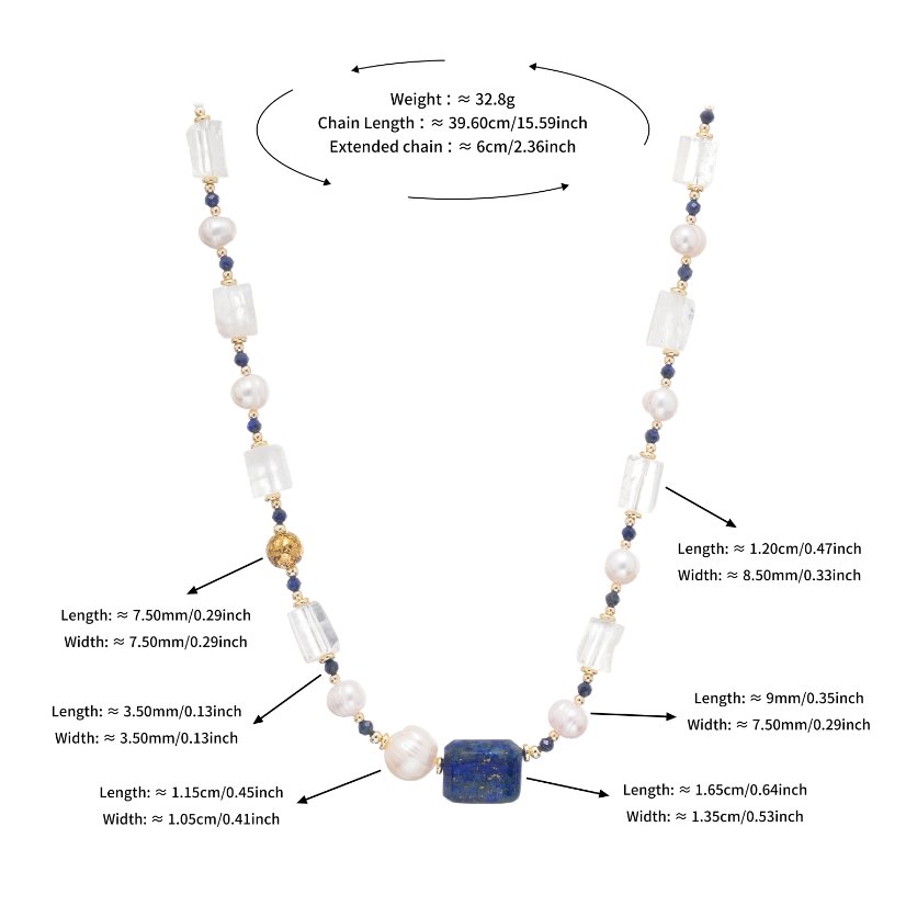 Stainless steel necklace Vintage Style Clear Crystal Lapis Lazuli & Pearl Jewelry Set