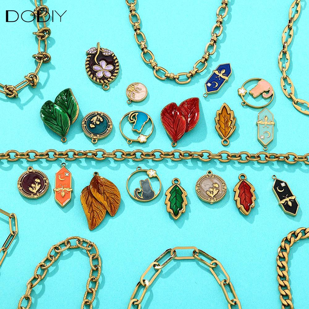 Charms DODY Nature Witchy Enamel Charms | 316L Stainless Steel 18K PVD Gold DIY Jewelry Pendants