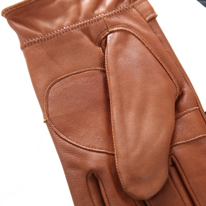 Warm Collection Men's Genuine Leather Warm Cycling Gloves