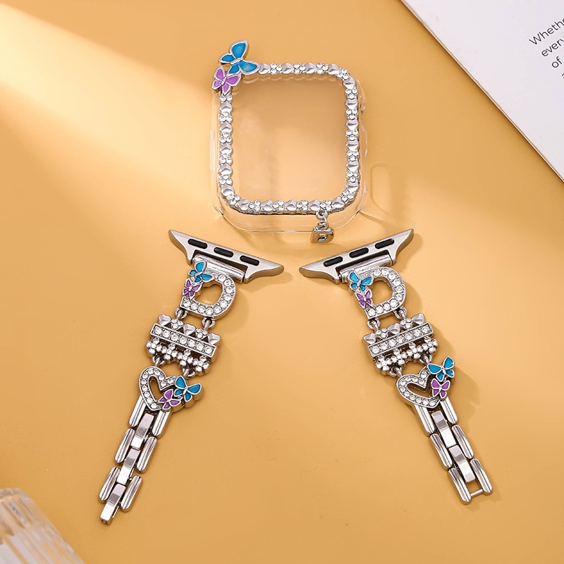 Alloy watch band 26-Letter Alphabet Rhinestone Strap Set for Apple Watch All Series