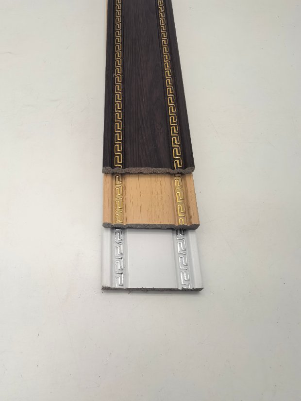 decor line PS Chinese Double-Side Hui Pattern Molding, Gold Inlay Wood Grain Frame Trim