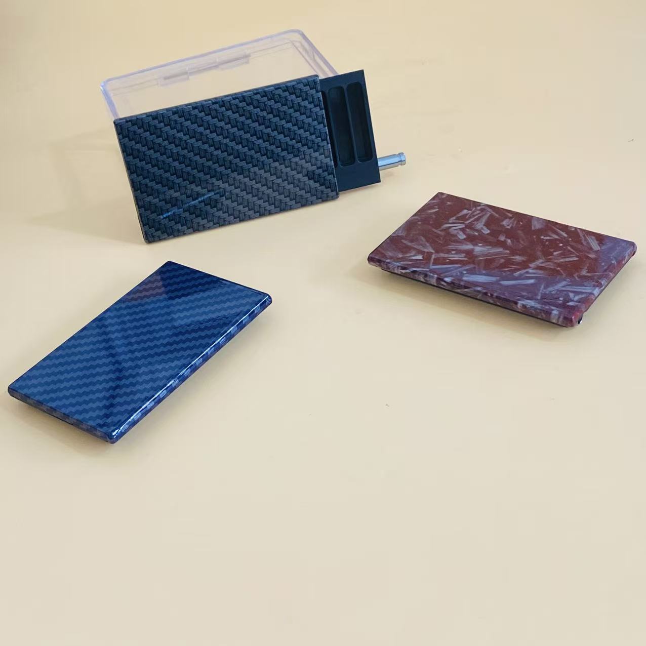 Slide-Case Storage Cool Carbon‑Fiber Pattern Sliding Mini Box