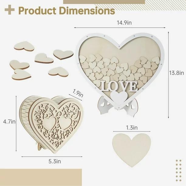 Wedding Sign-in Wedding Guest Message Book with 65PCS Wooden Hearts