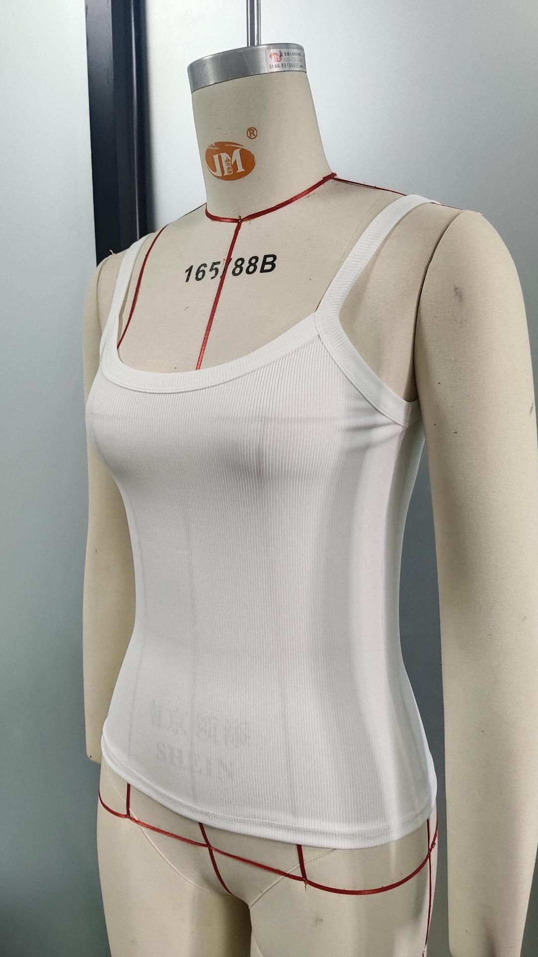 Spaghetti straps Cross-Border American Streetwear Camisole | Ribbed Tank Top for Women — Style 2501