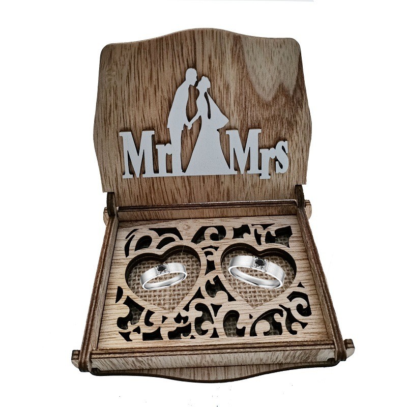 Wedding Supplies Wooden Jewelry Box Hollow Accessory Storage Ring Box