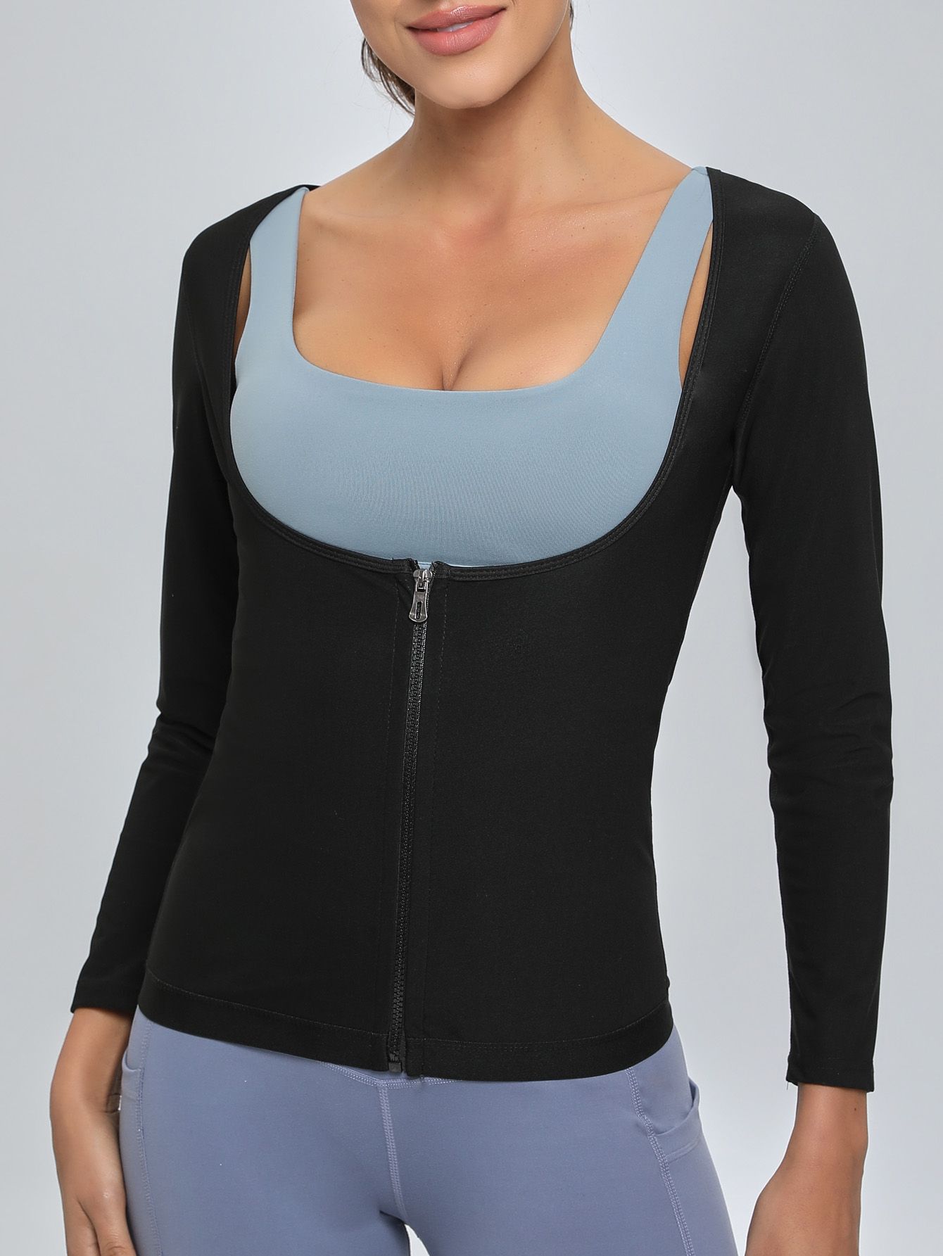 Activewear Zip Long Sleeve Top