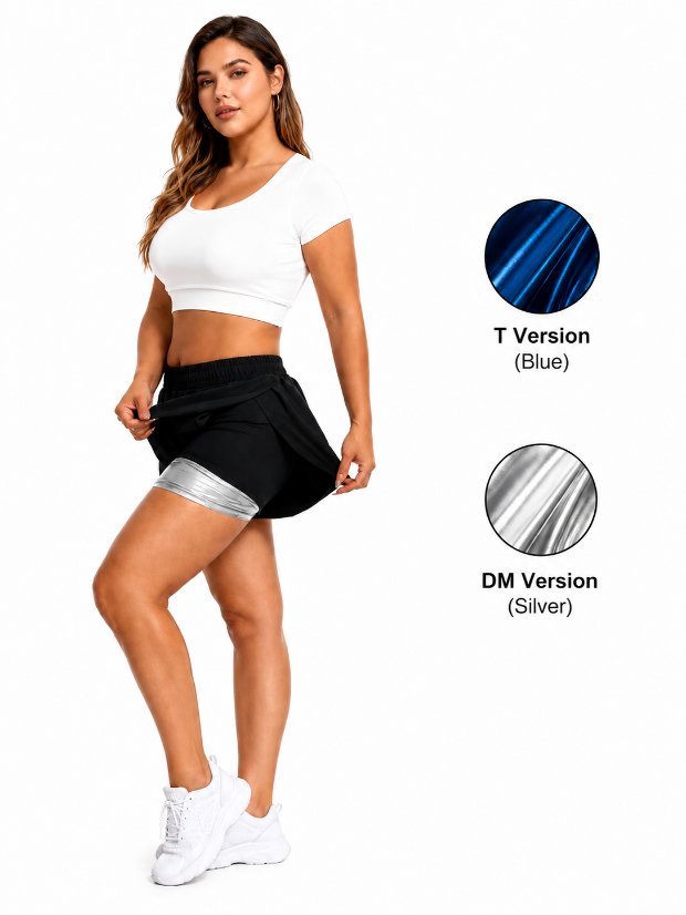 legging-shorts-capri-pant Women's Heat Trapping 2-in-1 Double Layer Sauna shorts Running Shorts Athletic Workout Gym Sauna Shorts