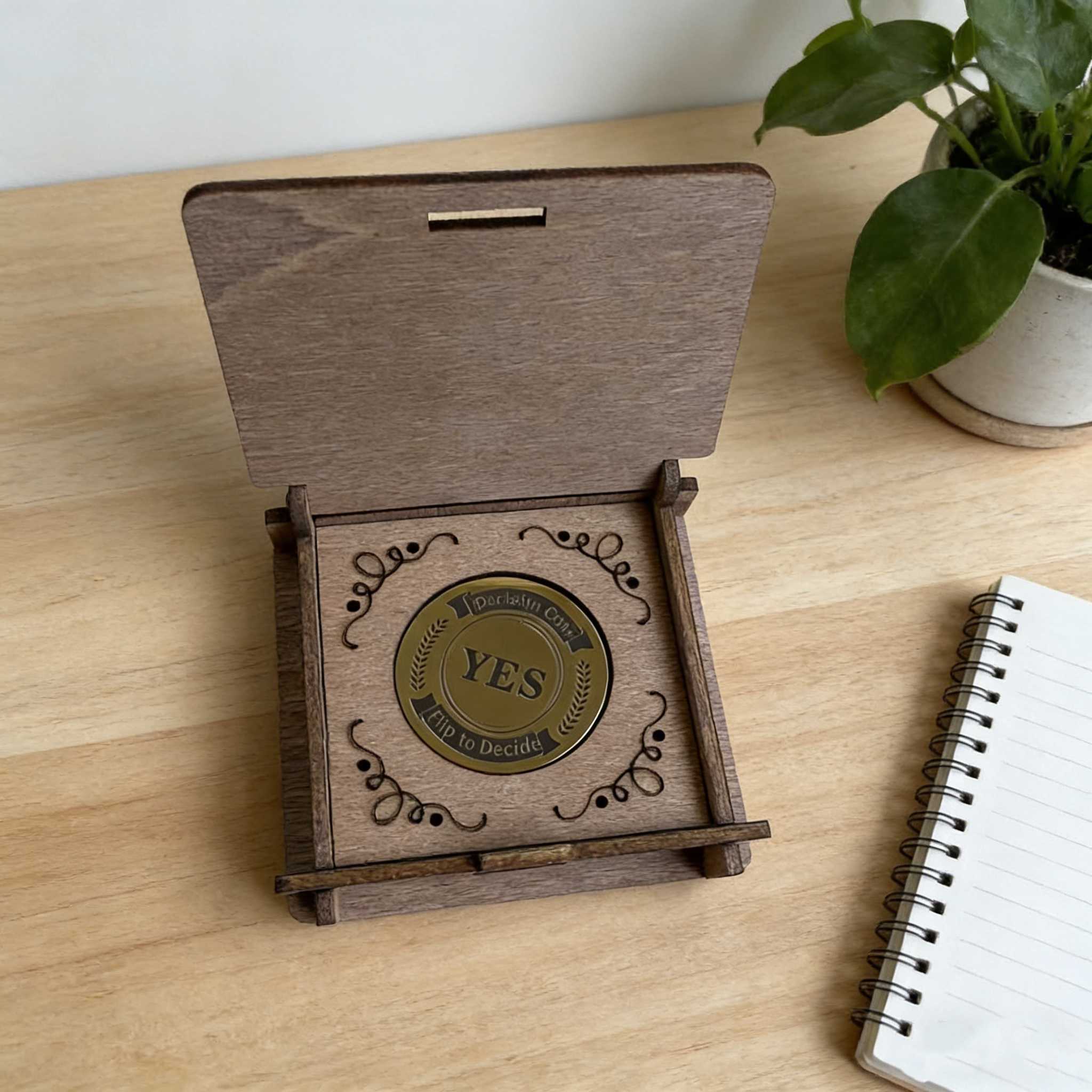 Holidays, gifts Creative Gift Decision Tool with Decision Coin