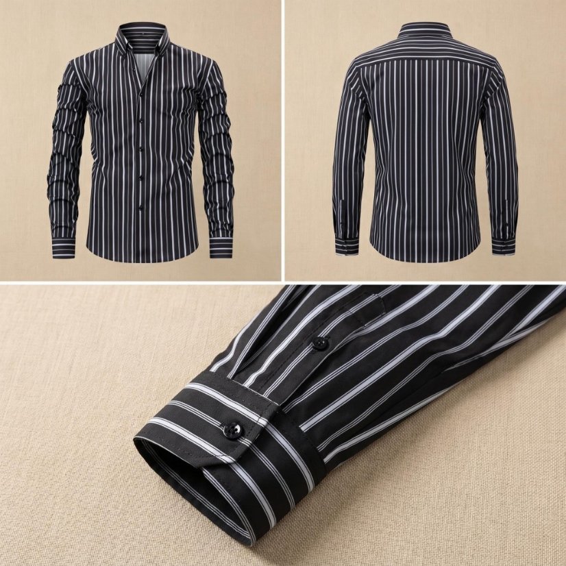 Striped YC 4-Way Stretch Digital Print Long-Sleeve Shirt