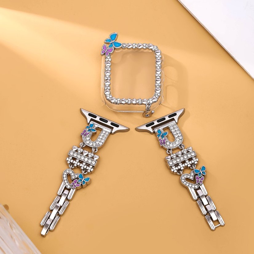Alloy watch band 26-Letter Alphabet Rhinestone Strap Set for Apple Watch All Series