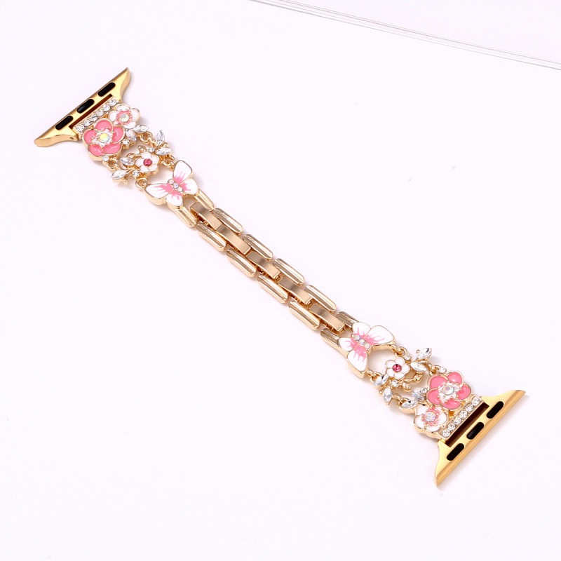 Alloy watch band Floral Rhinestone Metal Strap for Apple Watch Series 5/6/7/8/9/SE