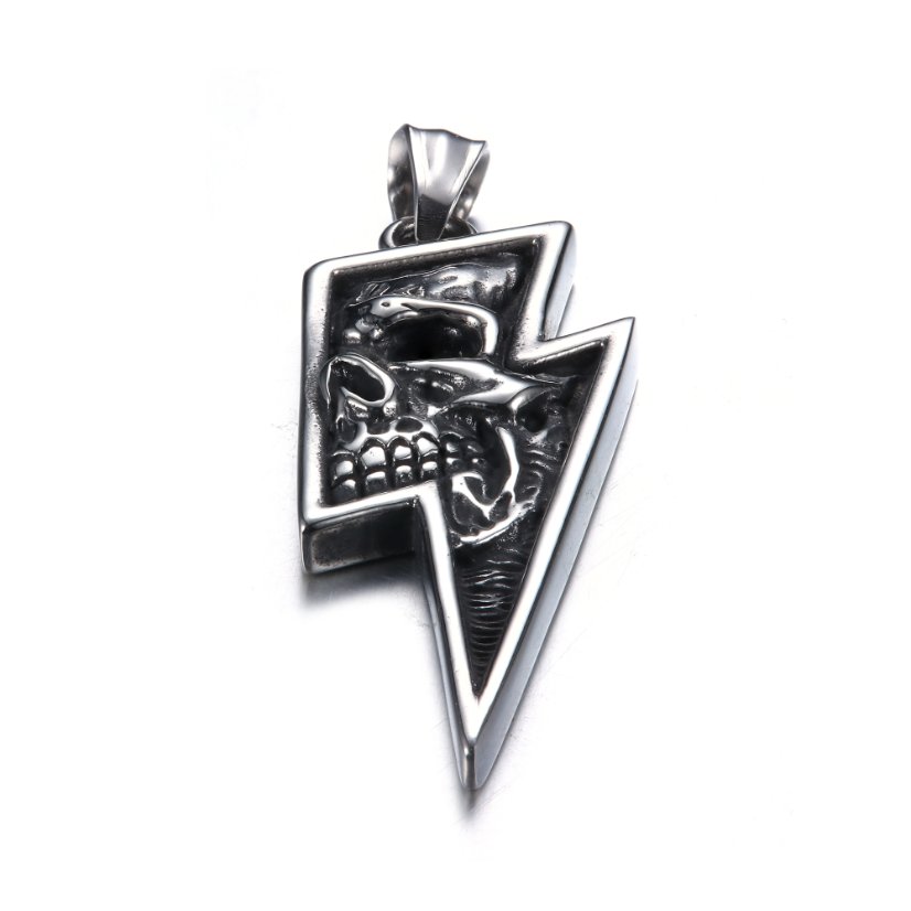 Pendants Vintage Lightning Bolt Skull Stainless Steel Pendant