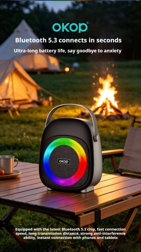 Portable Outdoor Bluetooth Speaker KP-857 Mini Portable Outdoor Wireless Bluetooth Speaker with RGB Ambient Light
