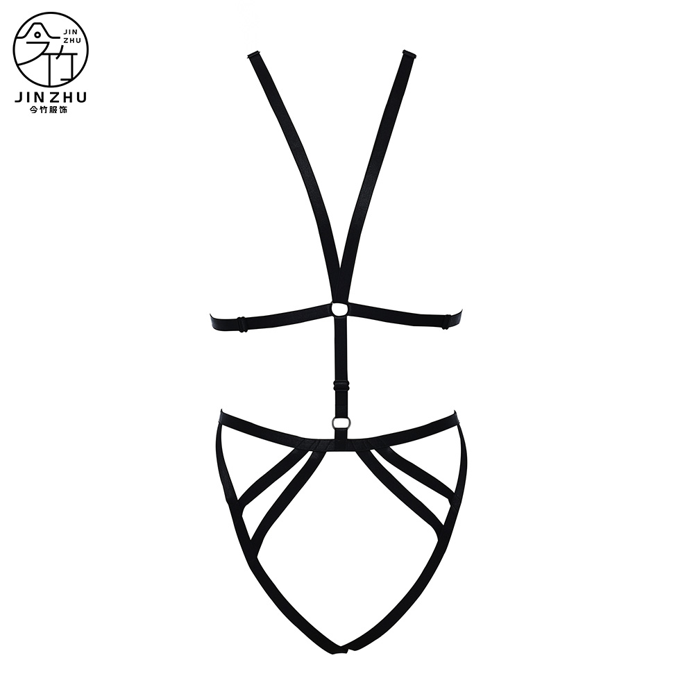女士连体衣 Halter One-Piece Body Harness – O-Ring Elastic Waist & Hip Cross-Straps