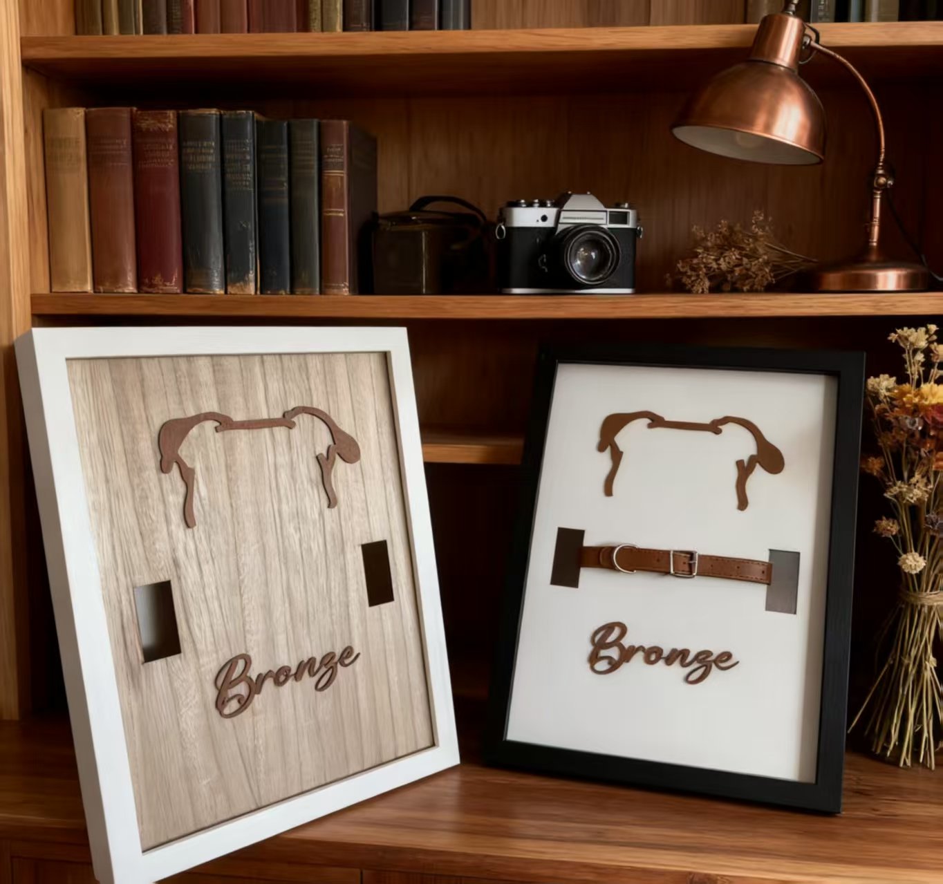 Holidays, gifts Wooden Dog Collar Photo Frame Display Stand