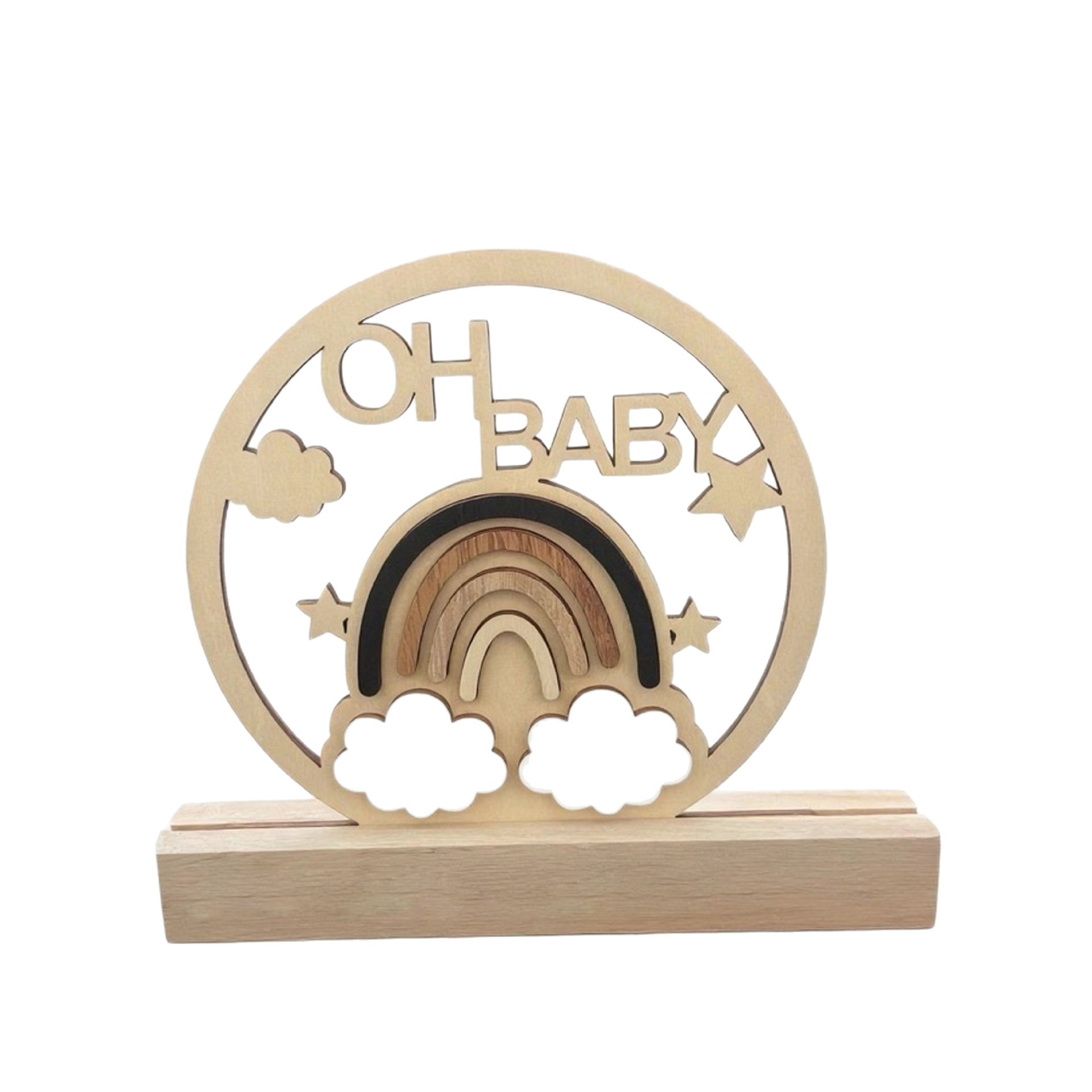 Infant Baptism Hello World Wooden Newborn Photography Announcement Board Prop