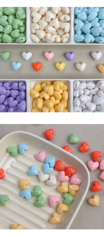 Solid Color Acrylic Beads heart beads