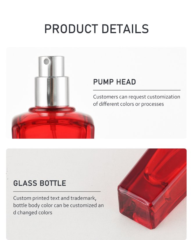 frasco de perfume 50ml Red Perfume Spray Bottle – Customizable Colors