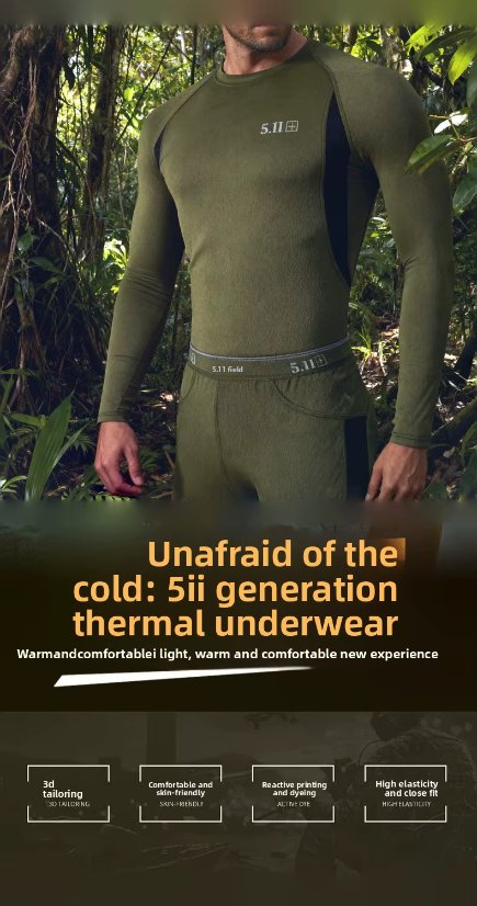 Thermal underwear set 5II Tactical Outdoor Thermal Compression Underwear Set – Fleece Fitness Sports Base Layer Autumn/Winter