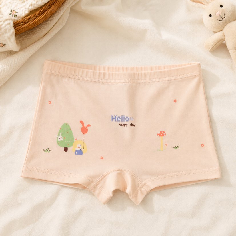 Kids' Underwear Girls' Cotton Boxer Briefs, Cute Cartoon Print Comfortable Kids Underwear