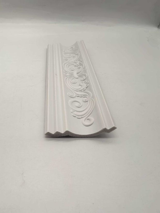 cornice PS European Retro Scroll Embossed Crown Molding, Raw White Blank Ceiling Cornice Line
