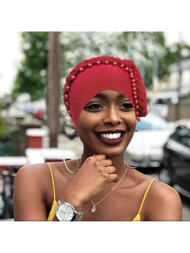 Gele Handmade Plate Flower Staring at Exaggerated Women's Elastic Headscarf Hats in Africa, Banquet Party Wedding Styling Hats