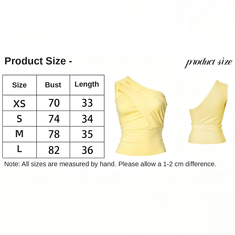 Tops 6216 Light Yellow One-Shoulder Ruched Crop Top