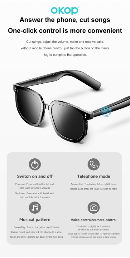 Smart glasses KP-Y104 Smart AI Bluetooth Sunglasses