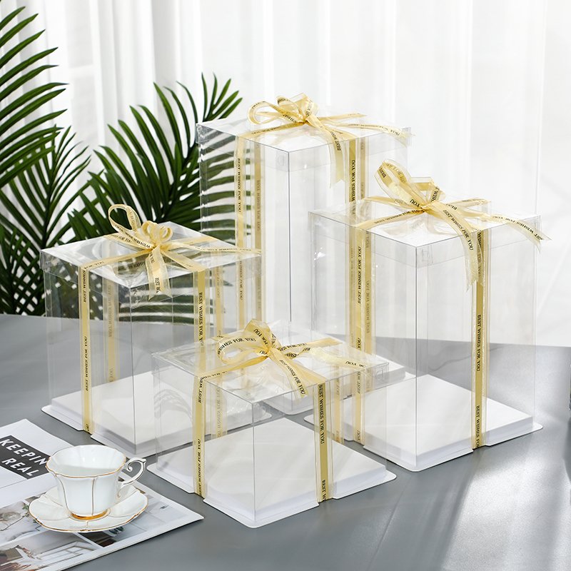 Birthday Cake Boxes Square Cake Box with Clear Lid and Clear Side Panels