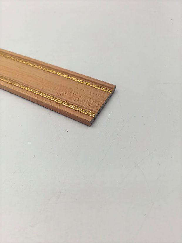 decor line PS Chinese Double-Side Hui Pattern Molding, Gold Inlay Wood Grain Frame Trim